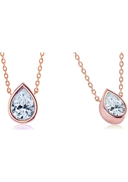 Diamond Serisi Selena Kristal Taş Gümüş Yollu Rose Gold Kaplama Kolye fırsatları