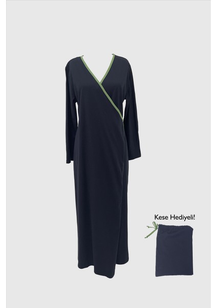 1998_Bağlamalı Pamuklu Kumaş Namaz Tesettür Elbisesi