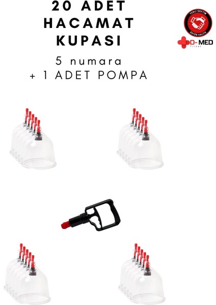 5 Numara Hacamat Kupası 26 Adet + 1 Adet Pompa