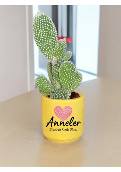 Anneler Gününüz Kutlu Olsun Temalı Anneler Günü Anneye ve Eşe Özel Yapım Hediye Saksı