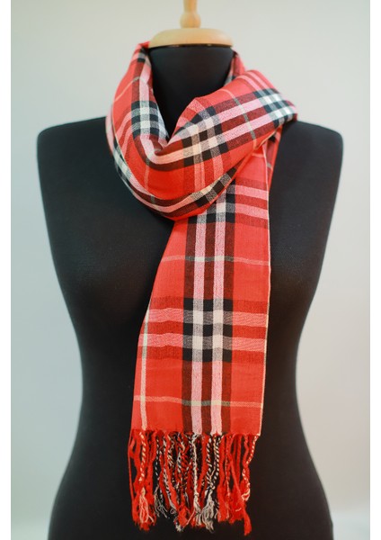 Kırmızı Siyah Viskon - Cotton Şal modelleri