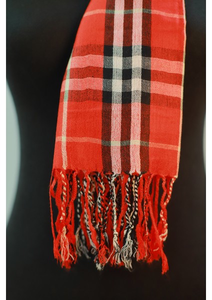 Kırmızı Siyah Viskon - Cotton Şal indirimleri