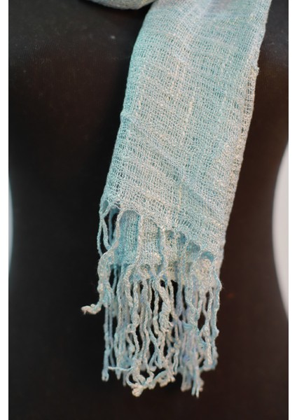 Açık Mavi Keten Şal