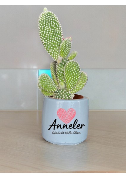 Anneler Gününüz Kutlu Olsun Temalı Anneler Günü Anneye ve Eşe Özel Yapım Hediye Saksı