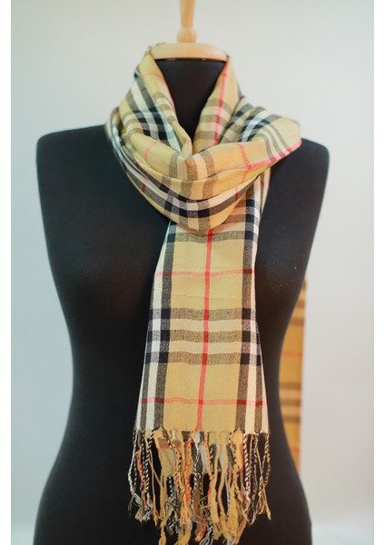 Bej Siyah Viskon - Cotton Şal fırsatları