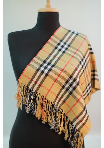 Bej Siyah Viskon - Cotton Şal