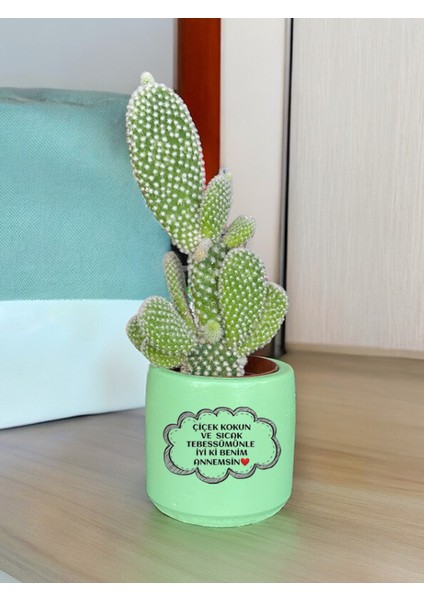 Çiçek Kokulu Annem Temalı Anneler Günü Anneye ve Eşe Özel Yapım Hediye Saksı