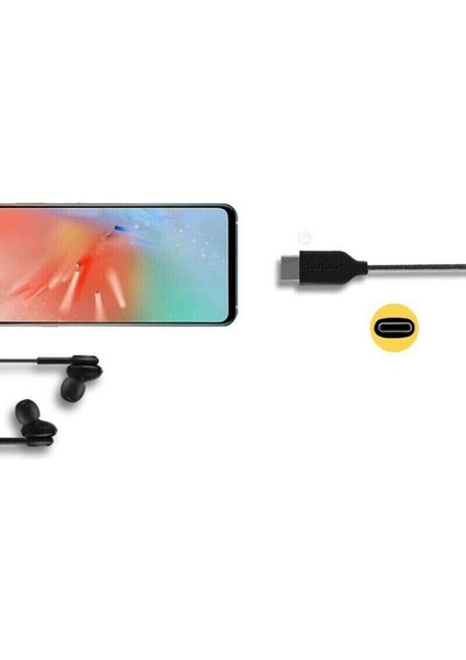 Huawei Mate 40 Pro 5g Type-C Kulaklık Ultra Lüx Dayanıklı Naylon Örgü Kablolu