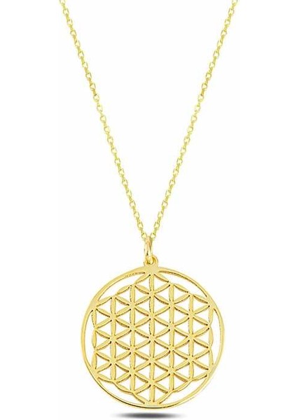 NazikendamÖzel Seri - Gümüş Gold Yaşam Çiçeği Kolye