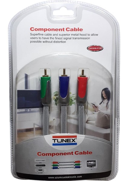 Kablo 3rca 3rca Yuv Component 2mt Tunex TNX-3028/27