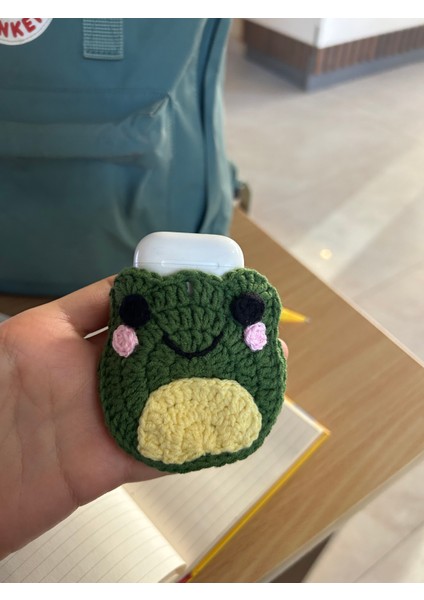 Amigurumi Örgü Kurbağa Kulaklık Koruyucu Çanta Aksesuarı,kulaklık Kılıfı,çanta Süsü