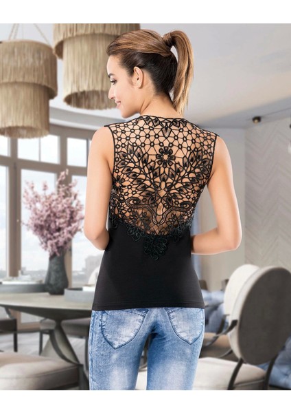 Derya Kurşun Sıfır Kol Güpür Dekolteli Atlet 133