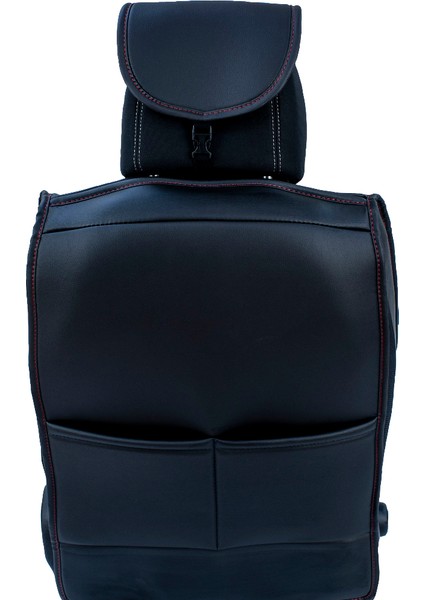 Ssanyoung Musso Grand Uyumlu Deri Oto Koltuk Kılıfı Ön Arka Set Siyah Kırmızı Sc fırsatları