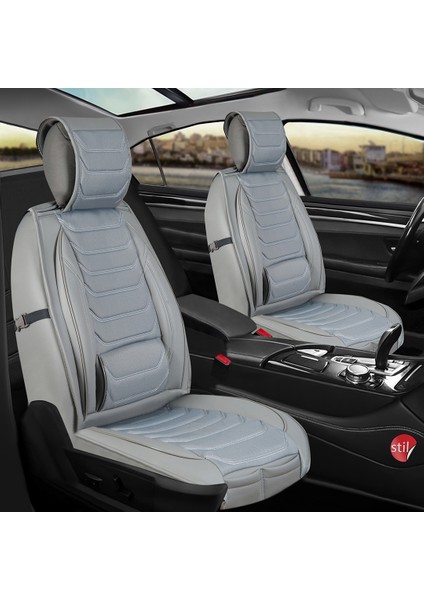 Ford Fusion Uyumlu Lüx Deri Oto Koltuk Kılıfı Ön Arka Takım Açık Gri Sc