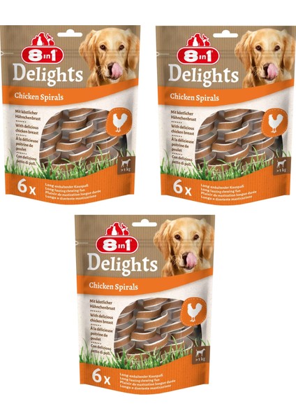 Delights Chicken Spirals Tavuklu Burgu Ödül 6'lı x 3 Adet