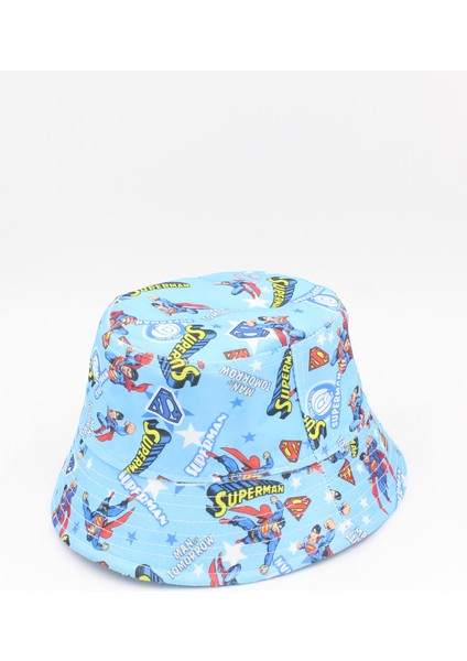 059 4000 Figür Desenli Çocuk Bucket Şapka Super Man Tek Ebat