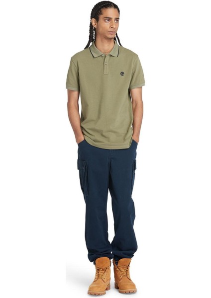 Printed Neck Short Sleeve Polo Erkek T-Shirt TB0A26NF5901 fiyatları