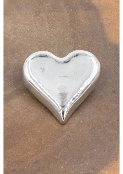 103 65 Gümüş Parlak Kalp Broş