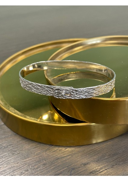 925 Ayar Ağaç Kabuğu Desenli Bileklik