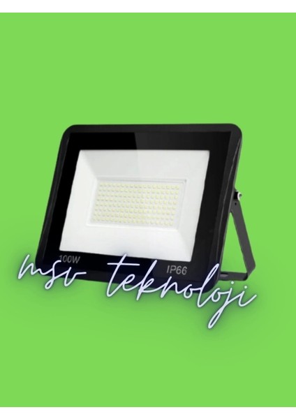 220 Volt 100 Watt Yeşil Işık Slim LED Projektör IP65 Dış Mekan