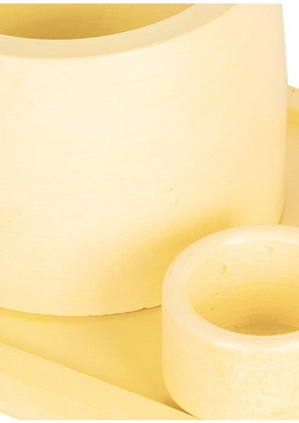 Daisy Sarı 5’li Beton Banyo Seti Büyük Tepsi Büyük Diş Fırçalık Saksı Mumluk Mini Çanak Sabunluk fırsatları