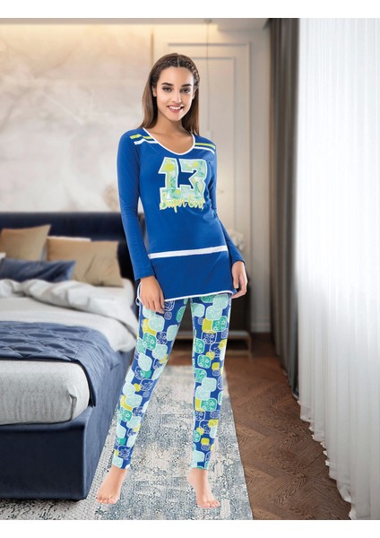 Derya Kurşun Uzun Kol Kadın Pijama Takım 1118
