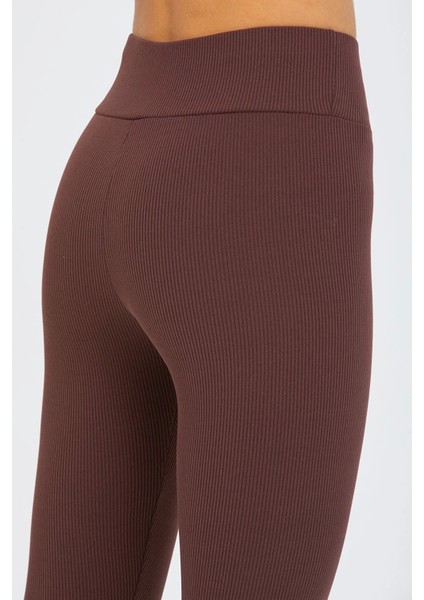 Derya Kurşun Kahverengi Yüksek Bel Fitilli Tayt 0608 fiyatları