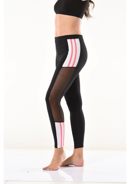 Derya Kurşun Transparan Detaylı Şeritli Kadın Tayt 0584 fırsatları