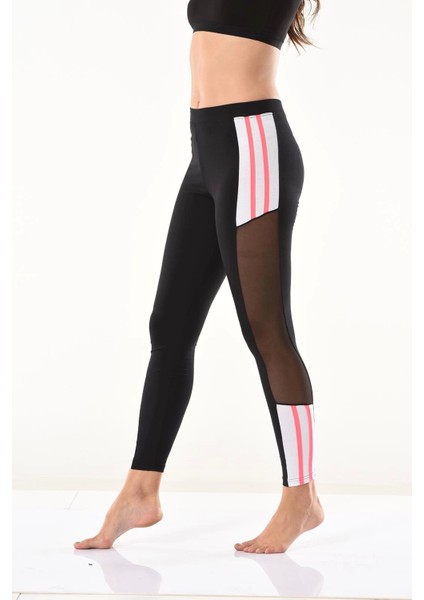 Derya Kurşun Transparan Detaylı Şeritli Kadın Tayt 0584 indirimleri