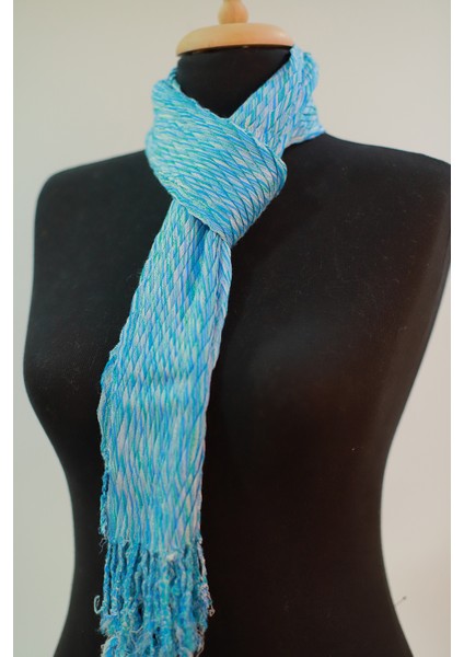 Mavi Ve Beyaz Renkli %100 Pamuk Şal fırsatları