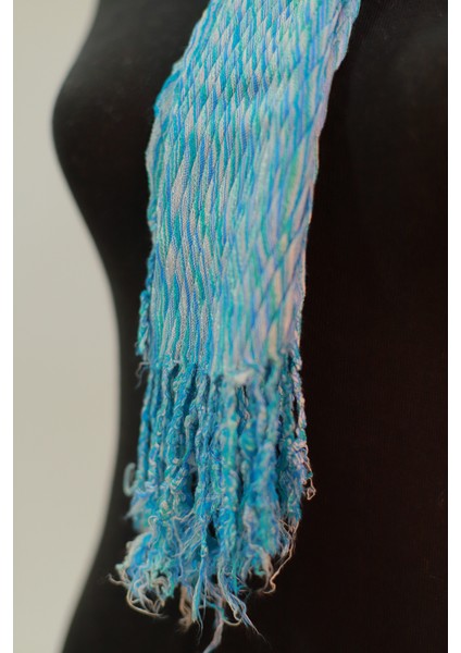 Mavi Ve Beyaz Renkli %100 Pamuk Şal