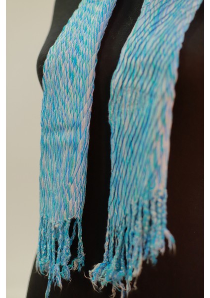 Mavi Ve Beyaz Renkli %100 Pamuk Şal