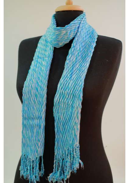 Mavi Ve Beyaz Renkli %100 Pamuk Şal