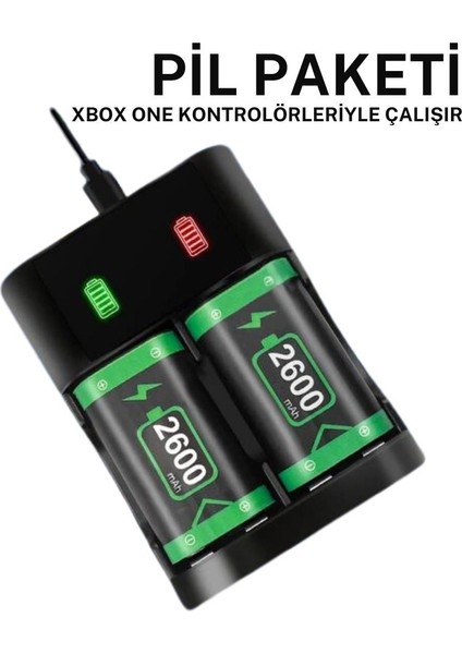 Xbox Series S ve X / Xbox One ve S Kumandaları Çift Bataryalı 2600 mAh Şarj Kiti