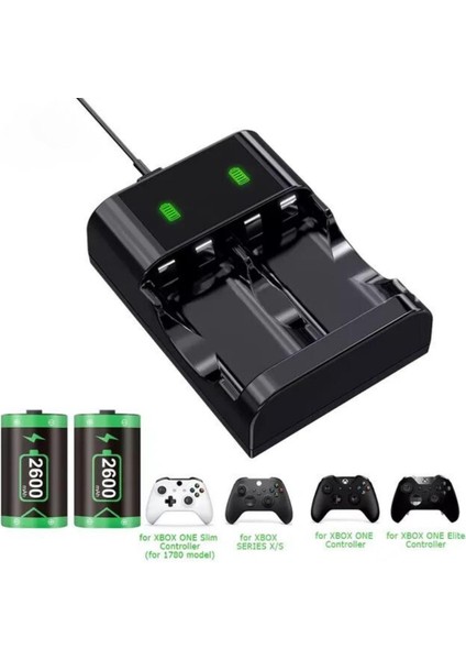 Xbox Series S ve X / Xbox One ve S Kumandaları Çift Bataryalı 2600 mAh Şarj Kiti