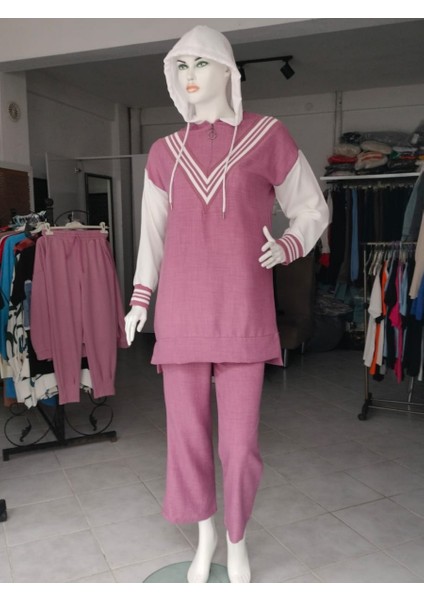 Keten Kumaş Ikili Takım Pembe - 38