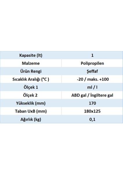 Plastik Ölçü Kabı - 1 Litre - Made In Germany