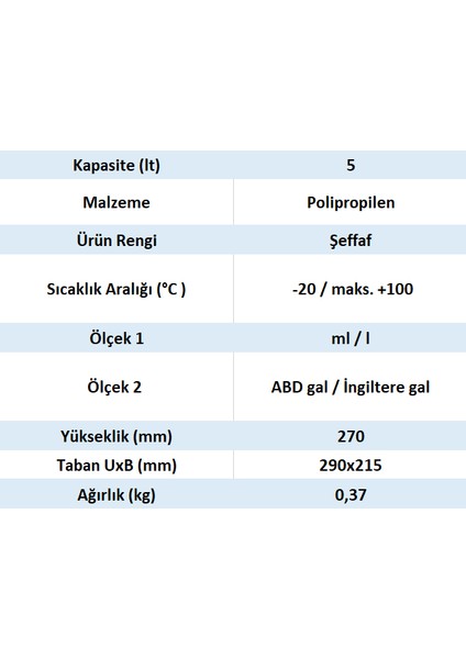 Plastik Ölçü Kabı - 5 Litre - Made In Germany fiyatları