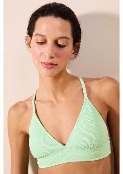 Sage Bralet Dokulu Açık Yeşil Bikini Üstü