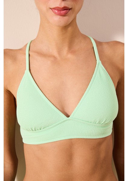 Sage Bralet Dokulu Açık Yeşil Bikini Üstü