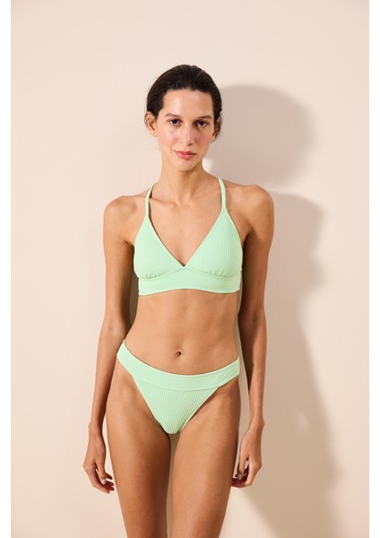 Sage Bralet Dokulu Açık Yeşil Bikini Üstü