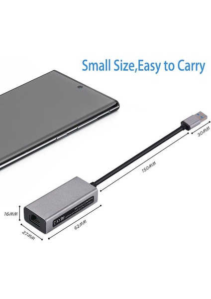 USB 3.2 To RJ45 2.5g 10/100/1000/ Gigabayte Ethernet Çevirici Dönüştürücü Alüminyum Kasa Adaptör