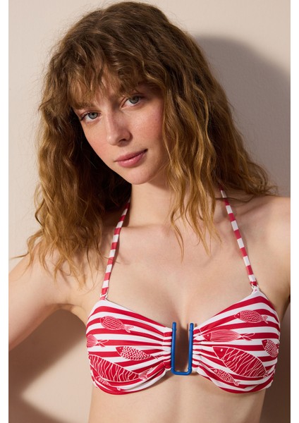 Finny Çizgili Straplez Bikini Üstü