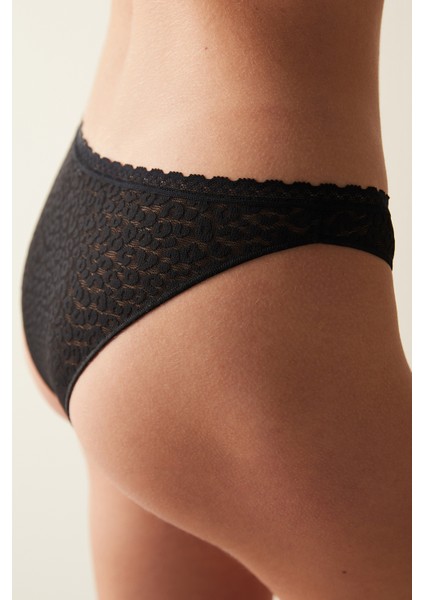 Easy Lace Dantel V Kesim Siyah Brazilian Külot modelleri