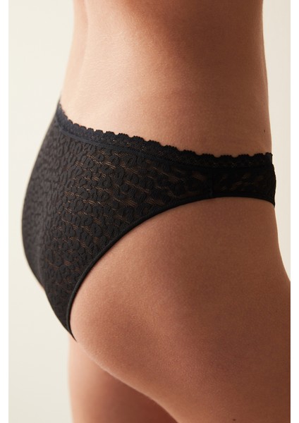 Easy Lace Dantel V Kesim Siyah Slip Külot fiyatları
