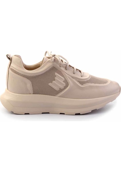 Krem Hakiki Deri Kadın Sneaker K01480224203