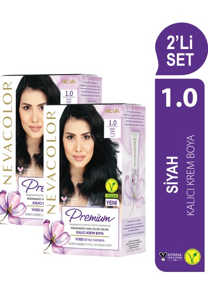 Nc Premium 2'li Set 1.0 Siyah Kalıcı Krem Saç Boyası Seti