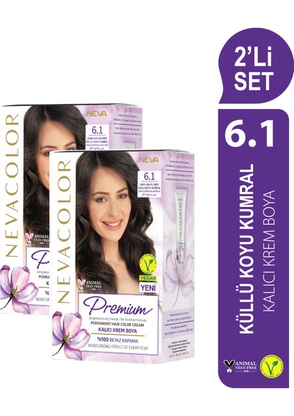 Nc Premium 2'li Set 6.1 Küllü Koyu Kumral Kalıcı Krem Saç Boyası Seti