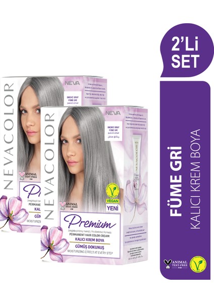 Nc Premium 2'li Set Füme Gri Kalıcı Krem Saç Boyası Seti