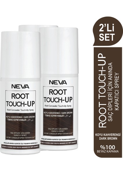 Root Touch-Up 2'li Set Koyu Kahve Saç Dipleri Için Anında Kapatıcı Sprey 75ML